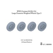 P35-105 1/35 WW II ドイツ重装甲車Sd.Kfz.234用大径ホイール自重変形タイヤセットType.5（3D ドラゴン用） [1/35スケール ディティールアップパーツ]