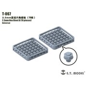 T-067 ディテールパーツ 2.5mm 六角リベット（70個入） [ディティールアップパーツ]