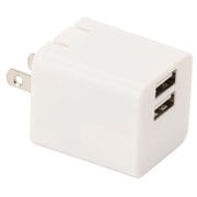 USB AC充電器 合計最大出力2.4A USB-A×2 スマートIC搭載 折り畳みプラグ ホワイト QU-025NWH