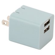 USB AC充電器 合計最大出力2.4A USB-A×2 スマートIC搭載 折り畳みプラグ ブルー QU-025NBL