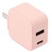 USB急速充電器 USB PD(パワーデリバリー)/QC(クイックチャージ)対応 20W USB-C×1/USB-A×1 ピンク QU-028PK