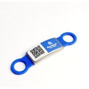 DGSL-A6-S005-01S-BLU [ペット用QRコード情報タグ 迷子札 Scamee！ for dog シール5枚＆シリコーンプレートタグ（Sサイズ）セット 青]
