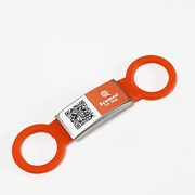 DGSL-A6-S005-01M-RED [ペット用QRコード情報タグ 迷子札 Scamee！ for dog シール5枚＆シリコーンプレートタグ（Mサイズ）セット 赤]