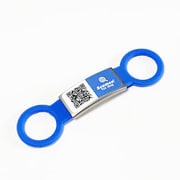 DGSL-A6-S005-01M-BLU [ペット用QRコード情報タグ 迷子札 Scamee！ for dog シール5枚＆シリコーンプレートタグ（Mサイズ）セット 青]