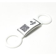 DGSL-A6-S005-01M-WHT [ペット用QRコード情報タグ 迷子札 Scamee！ for dog シール5枚＆シリコーンプレートタグ（Mサイズ）セット 白]
