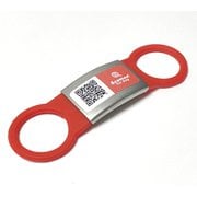 DGSL-A6-S005-01L-RED [ペット用QRコード情報タグ 迷子札 Scamee！ for dog シール5枚＆シリコーンプレートタグ（Lサイズ）セット 赤]