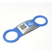 DGSL-A6-S005-01L-BLU [ペット用QRコード情報タグ 迷子札 Scamee！ for dog シール5枚＆シリコーンプレートタグ（Lサイズ）セット 青]