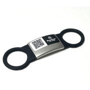 DGSL-A6-S005-01L-BLK [ペット用QRコード情報タグ 迷子札 Scamee！ for dog シール5枚＆シリコーンプレートタグ（Lサイズ）セット 黒]