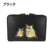 2W19-00 ブラック [ふくろう福財布 折り財布（がま口タイプ）]