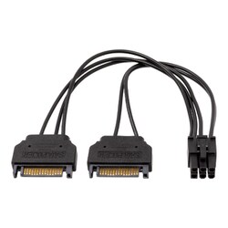 PCI Express6ピン用電源変換ケーブル 15cm ブラック PX-016-BK