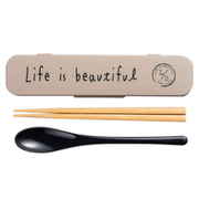 LIFE IS BEAUTIFUL スタンプ コンビセット 箸 スプーン 18cm グレー