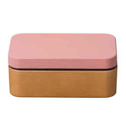 お米がくっつきにくい弁当箱 木目 長角 弁当箱 1段 600ml ピンク