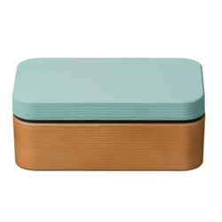 お米がくっつきにくい弁当箱 木目 長角 弁当箱 1段 600ml ブルー