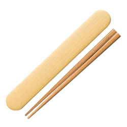 木製 お米がくっつきにくい弁当箱 木目 箸箱セット 箸 18cm イエロー