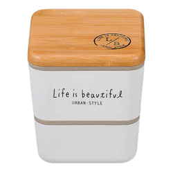 バンブー LIFE IS BEAUTIFUL スクエアネストランチ 弁当箱 2段 600ml ホワイト