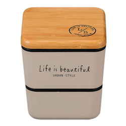 バンブー LIFE IS BEAUTIFUL スクエアネストランチ 弁当箱 2段 600ml グレー