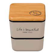 バンブー LIFE IS BEAUTIFUL スクエアネストランチ 弁当箱 2段 600ml グレー