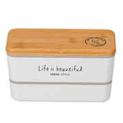 バンブー LIFE IS BEAUTIFUL 長角ネストランチ 弁当箱 2段 730ml ホワイト