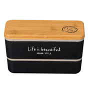 バンブー LIFE IS BEAUTIFUL 長角ネストランチ 弁当箱 2段 730ml ブラック