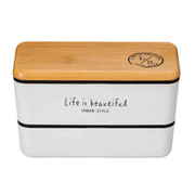 バンブー LIFE IS BEAUTIFUL メンズネストランチ 弁当箱 2段 990ml ホワイト