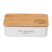 バンブー LIFE IS BEAUTIFUL 長角一段ランチ 弁当箱 1段 600ml ホワイト