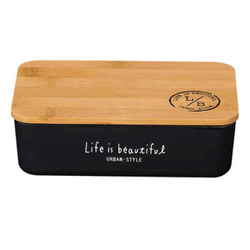 バンブー LIFE IS BEAUTIFUL 長角一段ランチ 弁当箱 1段 600ml ブラック
