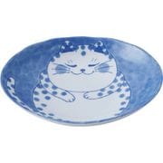 電子レンジ・食洗機対応 ねこちぐら ブチ 60楕円深皿 195×160×40mm