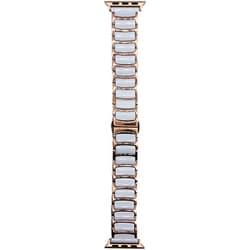 IQ-AW3CER41-WHR [Apple Watch 41/40/38mm セラミックベルト （3/ゴールドライン） ホワイト/ローズゴールド]