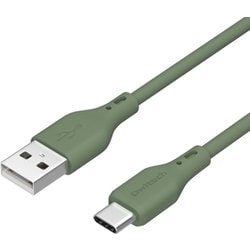 USB Type-A to USB Type-Cケーブル やわらか シリコン 1m 緑（オリーブグリーン） OWL-CBSAC10-OG