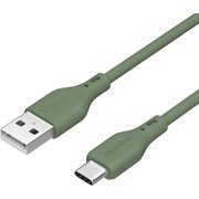 USB Type-A to USB Type-Cケーブル やわらか シリコン 1m 緑(オリーブグリーン) OWL-CBSAC10-OG
