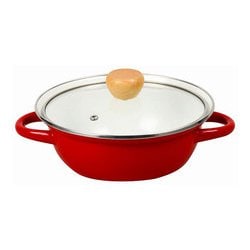 卓上鍋 18cm ホーロー ほうろう ガラス蓋付 IH対応 オンリーワン・ステージ HB-6162