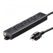 電源タップ マグネット 4個口 5m 3ピン 抜け止め 通電確認ランプ 絶縁キャップ付き RoHS対応 アース端子 ユリア樹脂 固定穴 ブラック 簡易ビニールパッケージ TAP-KS4-5BK