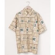 42K-2201 [アロハシャツ ヴィンテージ メンズシャツ University of Hawaii Mサイズ BEIGE]