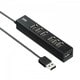 USBハブ ドック USB-A×7ポート USB2.0 セルフ/バスパワー両対応 ケーブル一体型 ケーブル長1m 電源付き 面ファスナー付き ブラック USB-2H701BKN