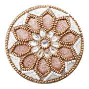M42-0867WH [刺繍 コンパクト ビーズ 手鏡 ホワイト]