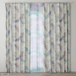 既製カーテン ドレープ ミッキーフラン 100cm×200cm ブルーグリーン M1200