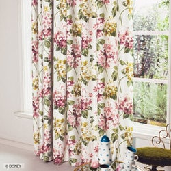 既製カーテン ドレープ アジサイ 100cm×178cm アイボリー M1149