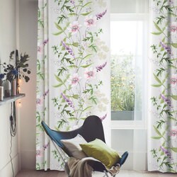 既製カーテン ドレープ ワイルドフラワー 100cm×200cm アイボリー M1157