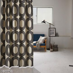 既製カーテン ドレープ ドットリング 100cm×135cm ブラック M1181