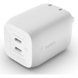 USB急速充電器 PPS 65WデュアルUSB-C GaN ウォールチャージャー USB-C×2 折畳式プラグ ホワイト WCH013dqWH