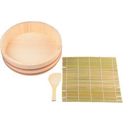 太巻き ちらし寿司 3点セット 寿司桶 27cm 約3合 しゃもじ 巻きす 寿司 自宅 おウチで楽しい D-6768