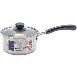 片手鍋 14cm ステンレス製 ガラス蓋付 IH対応 ベジック HB-6511