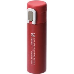水筒 ボトル マグボトル 140ml スリム ワンタッチ 保温 保冷 ステンレス製 レッド カフェマグ HB-6265