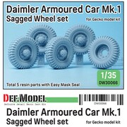 DW30066 1/35 WWII イギリス陸軍ダイムラー装甲車 Mk.1用 自重変形タイヤセット （ゲッコーモデル用） [プラモデル用パーツ]