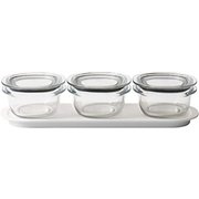 調理ができる保存容器 （S：3個組、トレーM） クリア FC-033