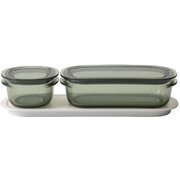 調理ができる保存容器 （S：1個、M：1個、トレーM） グリーン FC-035
