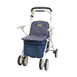 ヘルスバッグMB 花柄紺 ミドルタイプ シルバーカー