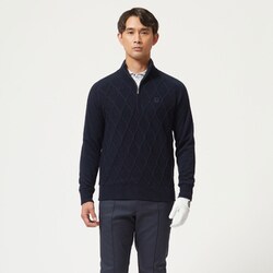 ＊ＦＪ　フットジョイ　アーガイル防風ハーフジップセーター　ＦＪ－Ｆ２２－Ｍ０５　(ネイビー)　２ＸＬ ヨドバシ.com - フットジョイ FootJoy FJ-F22-M05 89026 XL