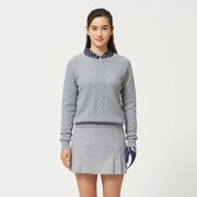 FJW-F22-M03 28417 M [クルーネック ケーブルセーター グレー M]