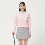 FJW-F22-M03 28418 M [クルーネック ケーブルセーター ピンク M]